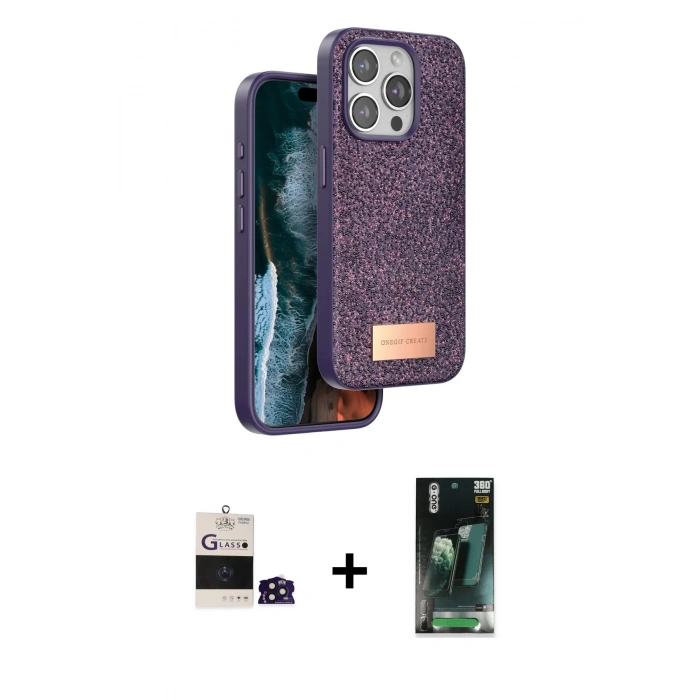 MARSİLYAN™- iPhone 14 Pro Max Kılıf Vadi Klasik Serisi - Siyah 360 Mat Full Body Arka Koruyucu + Bilvis Titan Kamera Lens - DNMR