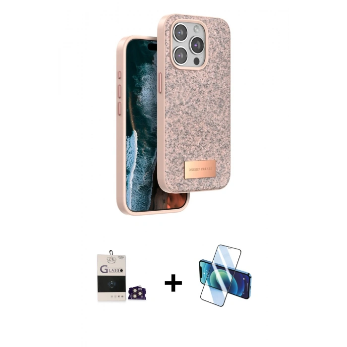 MARSİLYAN™- iPhone 14 Pro Max Kılıf Vadi Klasik Serisi - Siyah 3D Antistatik Cam Ekran Koruyucu + Bilvis Titan Kamera Lens - GD