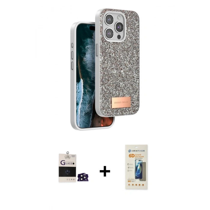 MARSİLYAN™- iPhone 14 Pro Max Kılıf Vadi Klasik Serisi - Siyah 6D Mat Seramik Hayalet Nano Ekran Koruyucu + Bilvis Titan Kamera Lens - DNMR