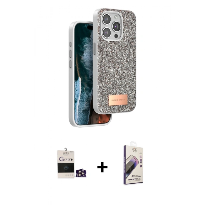 MARSİLYAN™- iPhone 14 Pro Max Kılıf Vadi Klasik Serisi - Siyah Bilvis 3D Mat Cam Ekran Koruyucu + Bilvis Titan Kamera Lens - GD