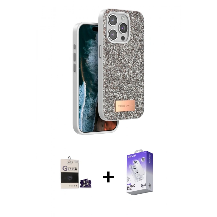 MARSİLYAN™- iPhone 14 Pro Max Kılıf Vadi Klasik Serisi - Siyah Bilvis 5in1 3D Magic Cam Ekran Koruyucu + Bilvis Titan Kamera Lens - GS
