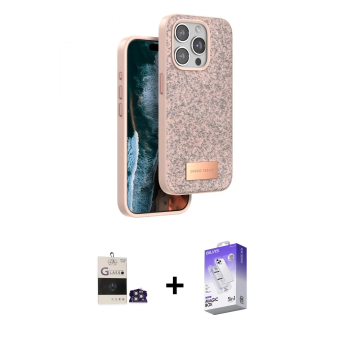 MARSİLYAN™- iPhone 14 Pro Max Kılıf Vadi Klasik Serisi - Siyah Bilvis 5in1 3D Magic Cam Ekran Koruyucu + Bilvis Titan Kamera Lens - GS