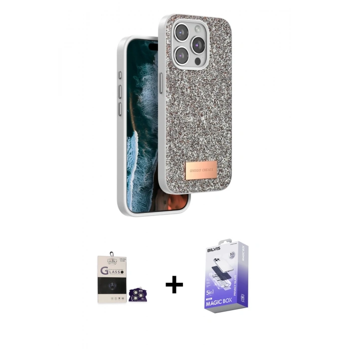 MARSİLYAN™- iPhone 14 Pro Max Kılıf Vadi Klasik Serisi - Siyah Bilvis 5in1 5D Magic Hayalet Cam Ekran Koruyucu + Bilvis Titan Kamera Lens - GS
