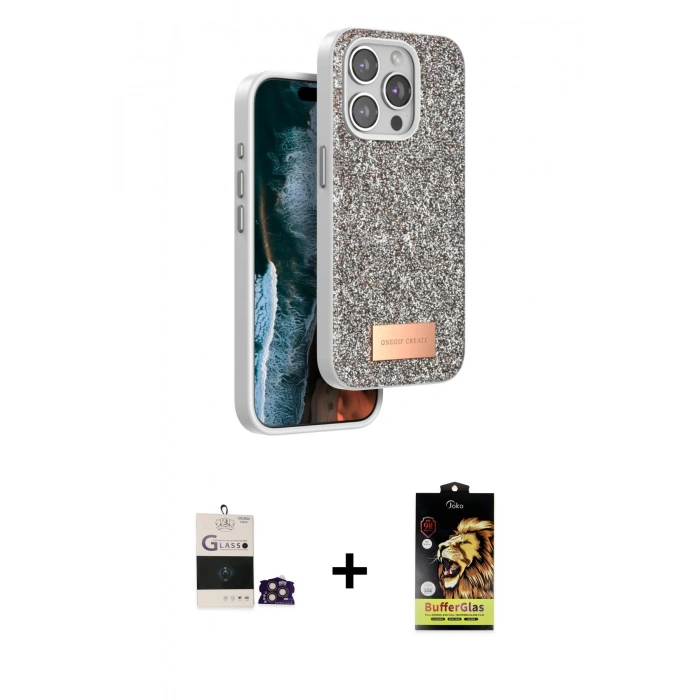 MARSİLYAN™- iPhone 14 Pro Max Kılıf Vadi Klasik Serisi - Siyah Buffer Cam Ekran Koruyucu + Bilvis Titan Kamera Lens - GD