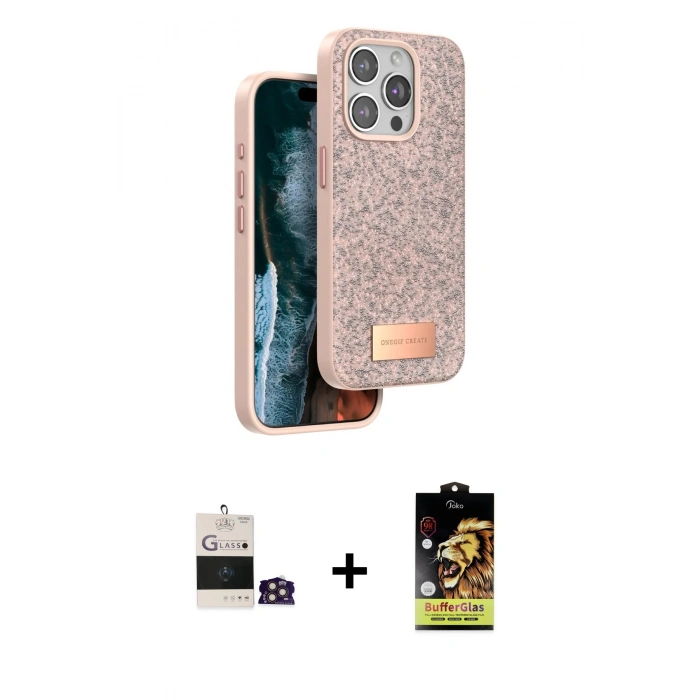 MARSİLYAN™- iPhone 14 Pro Max Kılıf Vadi Klasik Serisi - Siyah Buffer Cam Ekran Koruyucu + Bilvis Titan Kamera Lens - GD