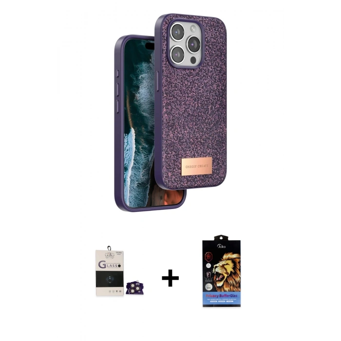 MARSİLYAN™- iPhone 14 Pro Max Kılıf Vadi Klasik Serisi - Siyah Buffer Hayalet Cam Ekran Koruyucu + Bilvis Titan Kamera Lens - GD