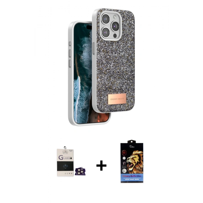 MARSİLYAN™- iPhone 14 Pro Max Kılıf Vadi Klasik Serisi - Siyah Buffer Hayalet Cam Ekran Koruyucu + Bilvis Titan Kamera Lens - GD