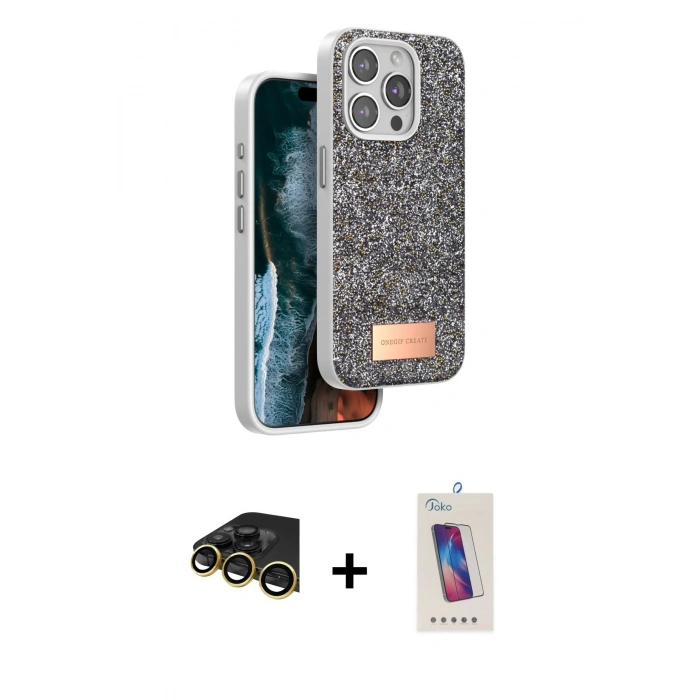 MARSİLYAN™- iPhone 14 Pro Max Kılıf Vadi Klasik Serisi - Siyah Joko 5D Cam + Raze Metal Kamera Lens - GD