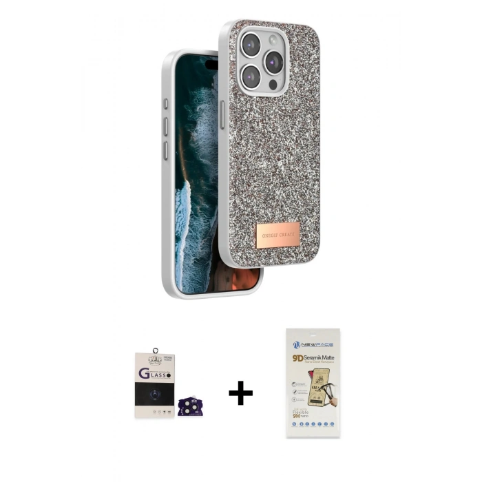 MARSİLYAN™- iPhone 14 Pro Max Kılıf Vadi Klasik Serisi - Siyah Mat Seramik Nano Ekran Koruyucu + Bilvis Titan Kamera Lens - DNMR