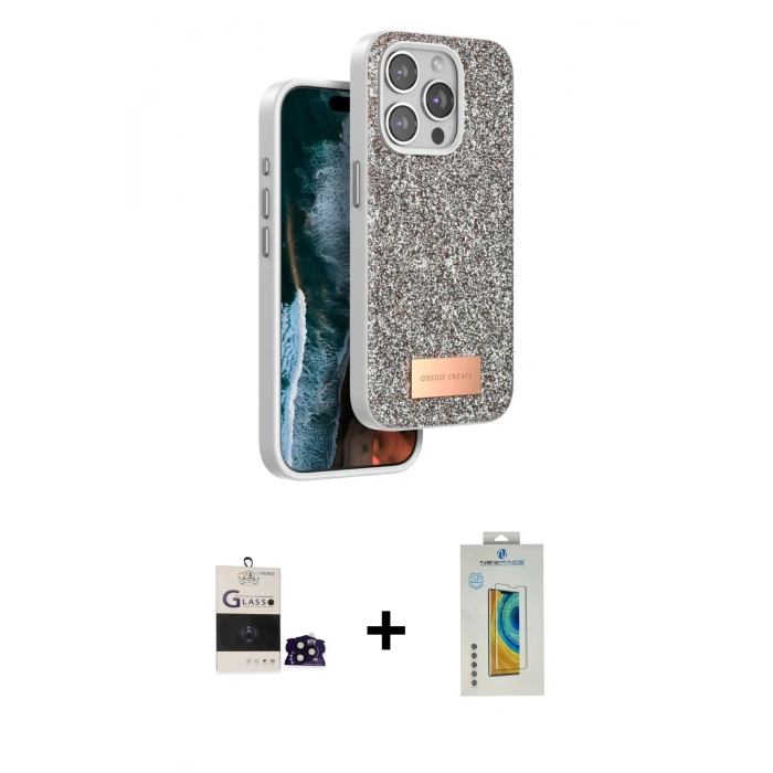 MARSİLYAN™- iPhone 14 Pro Max Kılıf Vadi Klasik Serisi - Siyah Polymer Nano Ekran Koruyucu + Bilvis Titan Kamera Lens - SH