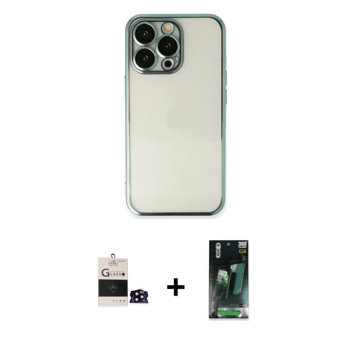 MARSİLYAN™- iPhone 14 Pro Max Kılıf Vadi Minimal - Siyah 360 Mat Full Body Arka Koruyucu + Bilvis Titan Kamera Lens - SH