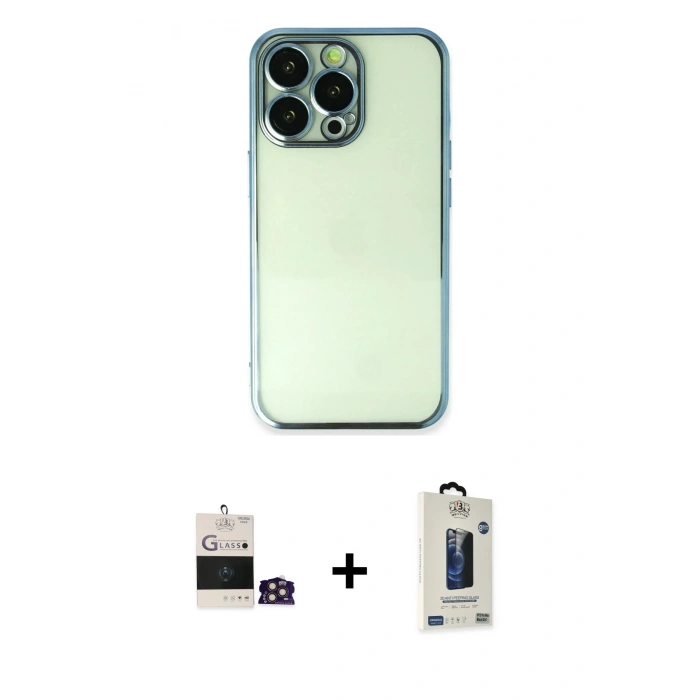 MARSİLYAN™- iPhone 14 Pro Max Kılıf Vadi Minimal - Siyah Bilvis Hayalet Cam Ekran Koruyucu + Bilvis Titan Kamera Lens - GD