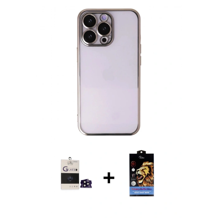 MARSİLYAN™- iPhone 14 Pro Max Kılıf Vadi Minimal - Siyah Buffer Hayalet Cam Ekran Koruyucu + Bilvis Titan Kamera Lens - SH