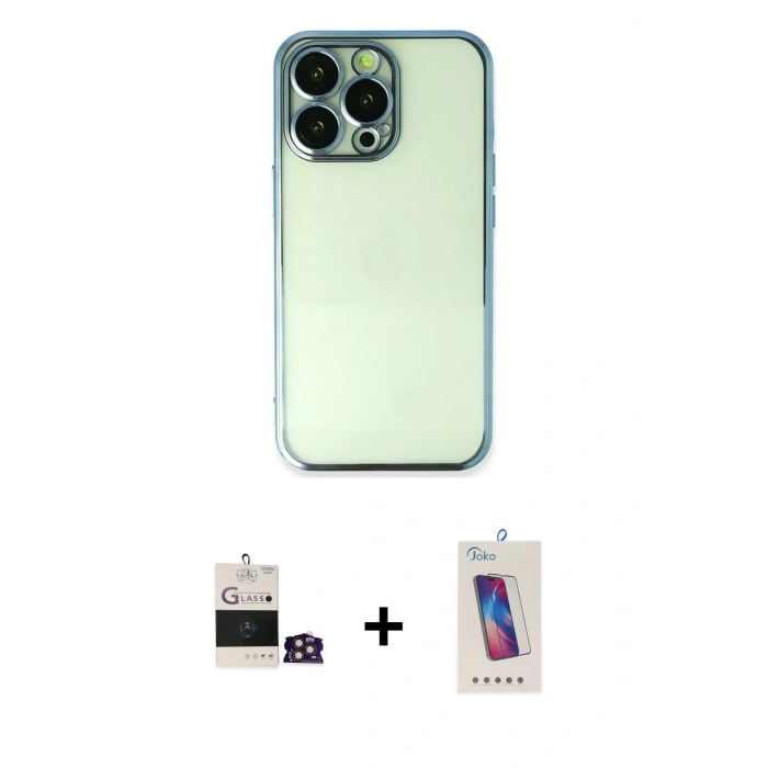 MARSİLYAN™- iPhone 14 Pro Max Kılıf Vadi Minimal - Siyah Joko 5D Cam + Bilvis Titan Kamera Lens - GD