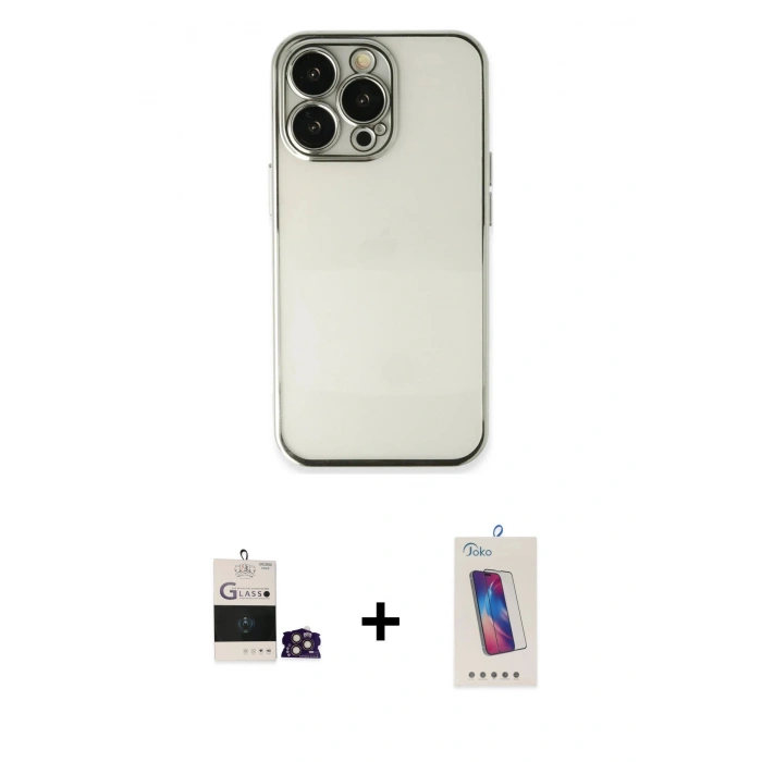 MARSİLYAN™- iPhone 14 Pro Max Kılıf Vadi Minimal - Siyah Joko 5D Cam + Bilvis Titan Kamera Lens - GD