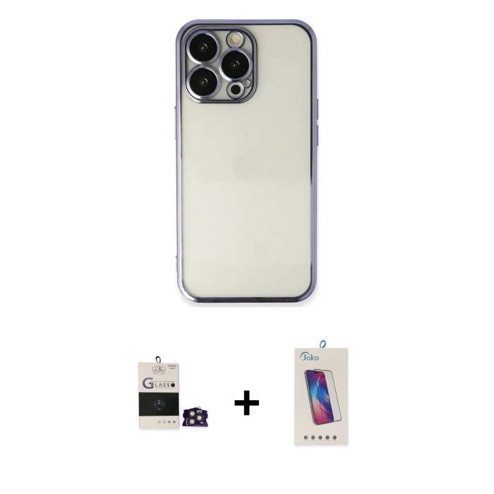 MARSİLYAN™- iPhone 14 Pro Max Kılıf Vadi Minimal - Siyah Joko 5D Cam + Bilvis Titan Kamera Lens - GD