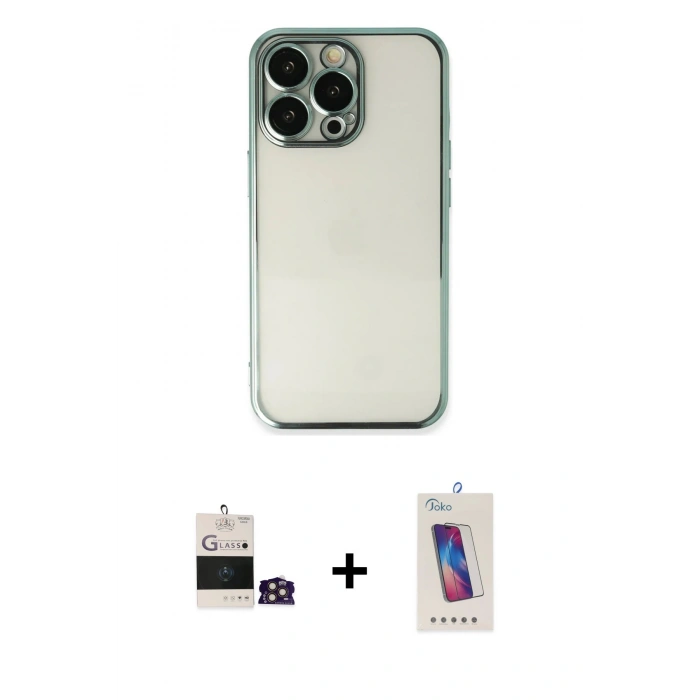 MARSİLYAN™- iPhone 14 Pro Max Kılıf Vadi Minimal - Siyah Joko 5D Cam + Bilvis Titan Kamera Lens - GD