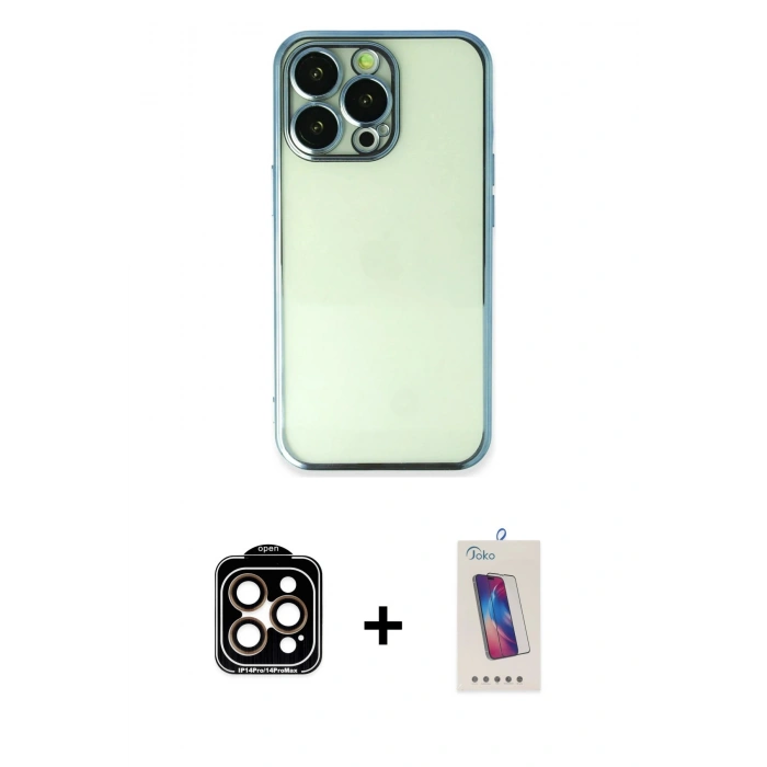 MARSİLYAN™- iPhone 14 Pro Max Kılıf Vadi Minimal - Siyah Joko 5D Cam + PVD Metal Kamera Lens - TU