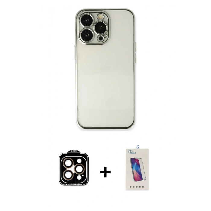 MARSİLYAN™- iPhone 14 Pro Max Kılıf Vadi Minimal - Siyah Joko 5D Cam + PVD Metal Kamera Lens - TU