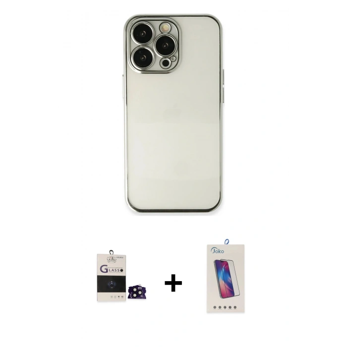 MARSİLYAN™- iPhone 14 Pro Max Kılıf Vadi Minimal - Siyah Joko 5D Cam + Siyah Bilvis Titan Kamera Lens