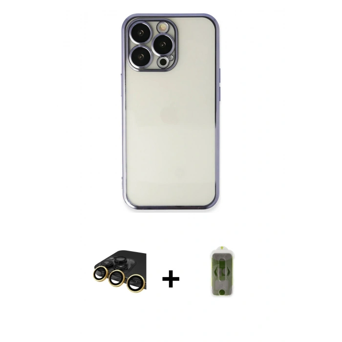 MARSİLYAN™- iPhone 14 Pro Max Kılıf Vadi Minimal - Siyah Joko Magic 5D Hayalet Cam + Raze Metal Kamera Lens - GD