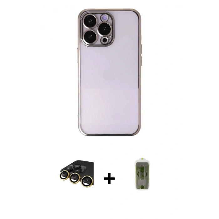 MARSİLYAN™- iPhone 14 Pro Max Kılıf Vadi Minimal - Siyah Joko Magic 5D Hayalet Cam + Raze Metal Kamera Lens - GD