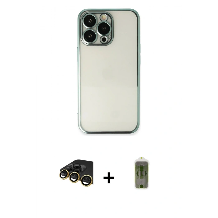 MARSİLYAN™- iPhone 14 Pro Max Kılıf Vadi Minimal - Siyah Joko Magic 5D Hayalet Cam + Raze Metal Kamera Lens - GD