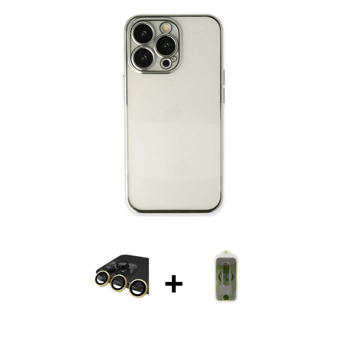MARSİLYAN™- iPhone 14 Pro Max Kılıf Vadi Minimal - Siyah Joko Magic 5D Hayalet Cam + Raze Metal Kamera Lens - GD