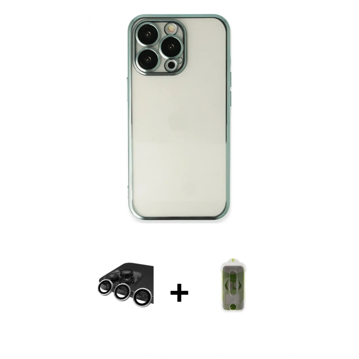 MARSİLYAN™- iPhone 14 Pro Max Kılıf Vadi Minimal - Siyah Joko Magic 5D Hayalet Cam + Raze Metal Kamera Lens - GS