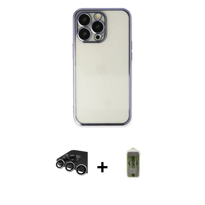 MARSİLYAN™- iPhone 14 Pro Max Kılıf Vadi Minimal - Siyah Joko Magic 5D Hayalet Cam + Raze Metal Kamera Lens - GS