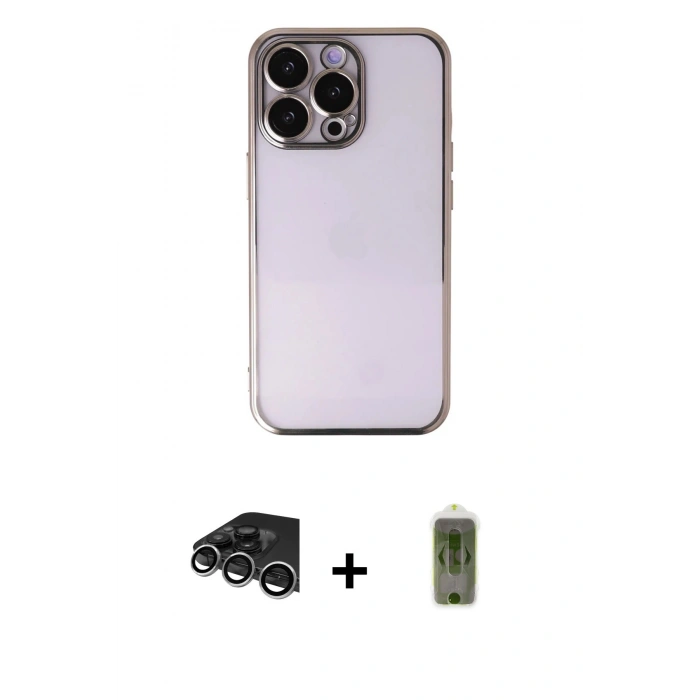 MARSİLYAN™- iPhone 14 Pro Max Kılıf Vadi Minimal - Siyah Joko Magic 5D Hayalet Cam + Raze Metal Kamera Lens - GS