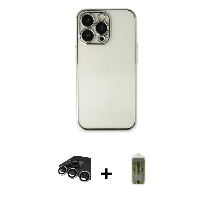 MARSİLYAN™- iPhone 14 Pro Max Kılıf Vadi Minimal - Siyah Joko Magic 5D Hayalet Cam + Raze Metal Kamera Lens - GS