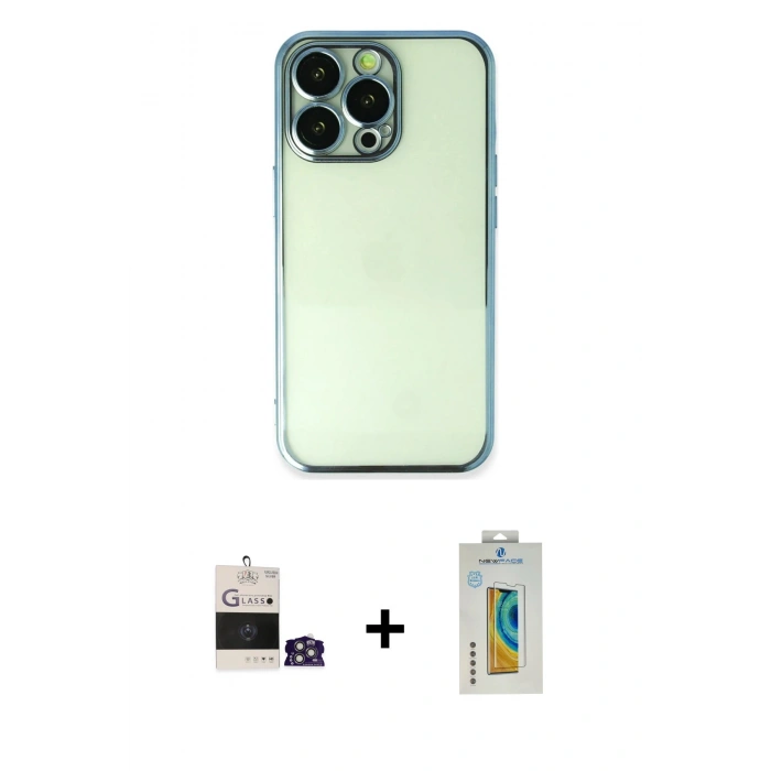 MARSİLYAN™- iPhone 14 Pro Max Kılıf Vadi Minimal - Siyah Polymer Nano Ekran Koruyucu + Bilvis Titan Kamera Lens - GS