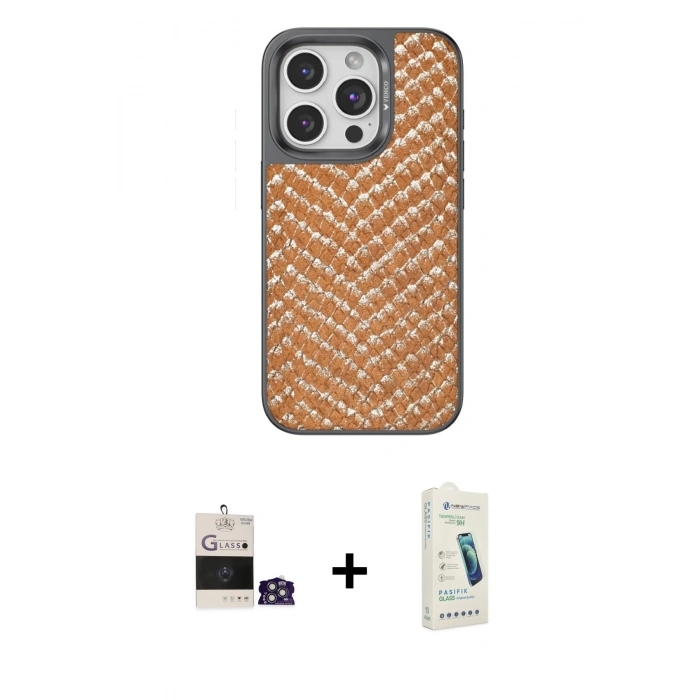 MARSİLYAN™- iPhone 14 Pro Max Kılıf Vadi Özel Seri - Şeffaf Pasifik Cam Ekran Koruyucu + Gümüş Bilvis Titan Kamera Lens