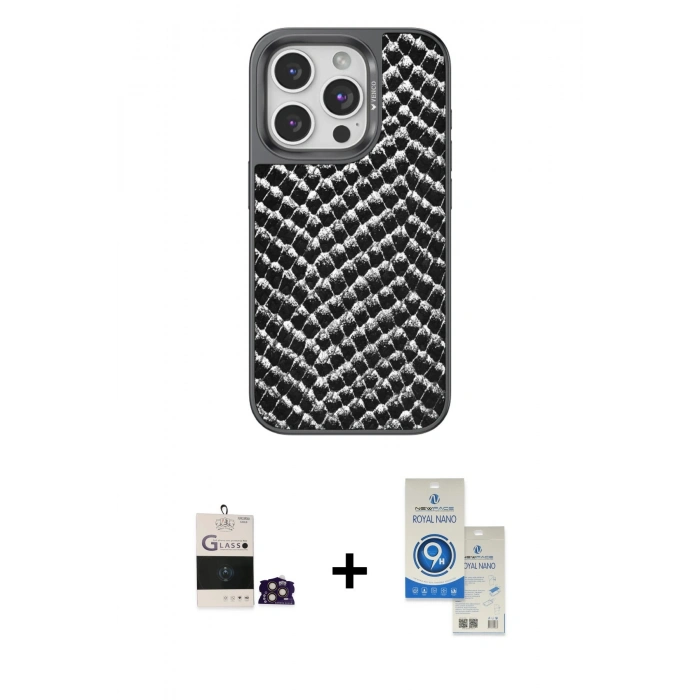 MARSİLYAN™- iPhone 14 Pro Max Kılıf Vadi Özel Seri - Şeffaf Royal Nano Ekran Koruyucu + Bilvis Titan Kamera Lens - GD