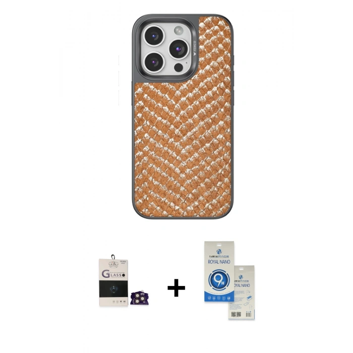 MARSİLYAN™- iPhone 14 Pro Max Kılıf Vadi Özel Seri - Şeffaf Royal Nano Ekran Koruyucu + Bilvis Titan Kamera Lens - GD