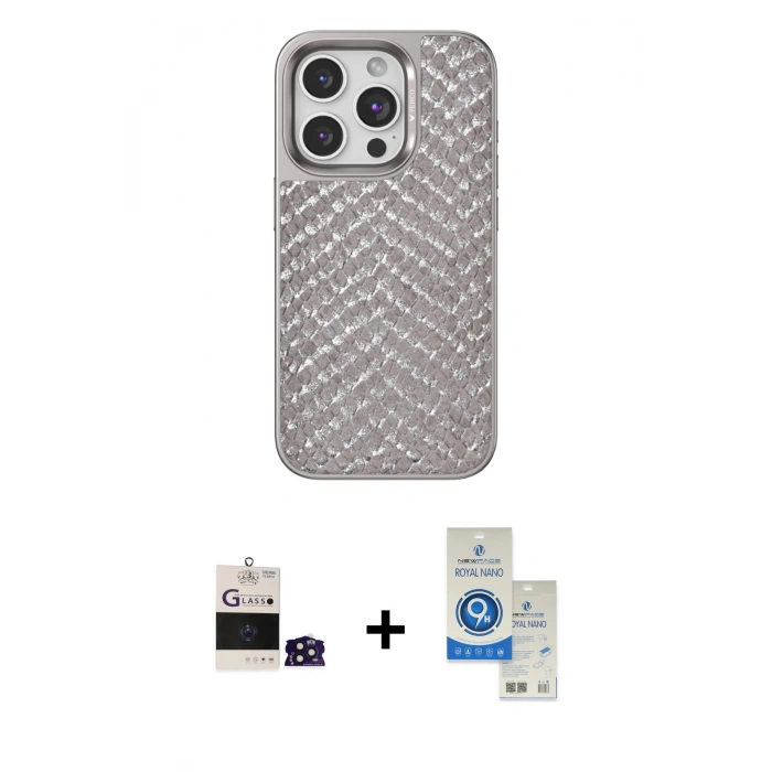 MARSİLYAN™- iPhone 14 Pro Max Kılıf Vadi Özel Seri - Şeffaf Royal Nano Ekran Koruyucu + Bilvis Titan Kamera Lens - DNMR