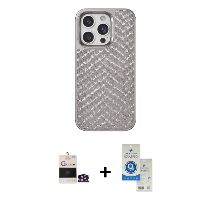 MARSİLYAN™- iPhone 14 Pro Max Kılıf Vadi Özel Seri - Şeffaf Royal Nano Ekran Koruyucu + Bilvis Titan Kamera Lens - GD
