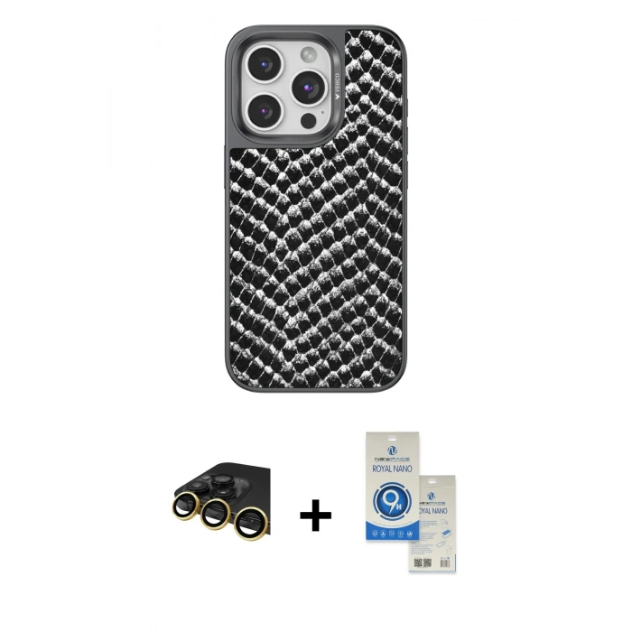 MARSİLYAN™- iPhone 14 Pro Max Kılıf Vadi Özel Seri - Şeffaf Royal Nano Ekran Koruyucu + Raze Metal Kamera Lens - GD