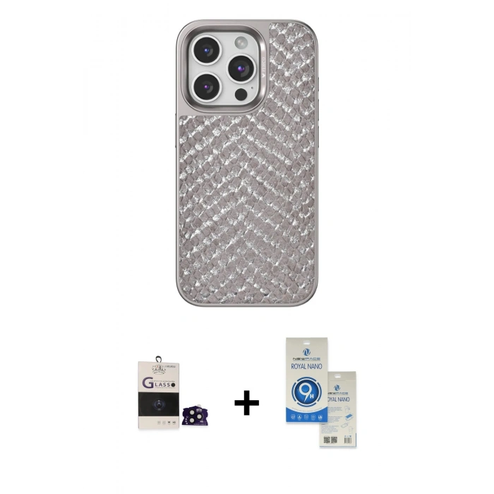 MARSİLYAN™- iPhone 14 Pro Max Kılıf Vadi Özel Seri - Şeffaf Royal Nano Ekran Koruyucu + Bilvis Titan Kamera Lens - SH