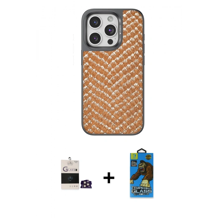 MARSİLYAN™- iPhone 14 Pro Max Kılıf Vadi Özel Seri - Siyah 18D Cam Ekran Koruyucu + Bilvis Titan Kamera Lens - GD