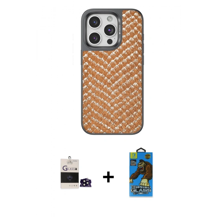 MARSİLYAN™- iPhone 14 Pro Max Kılıf Vadi Özel Seri - Siyah 18D Cam Ekran Koruyucu + Siyah Bilvis Titan Kamera Lens