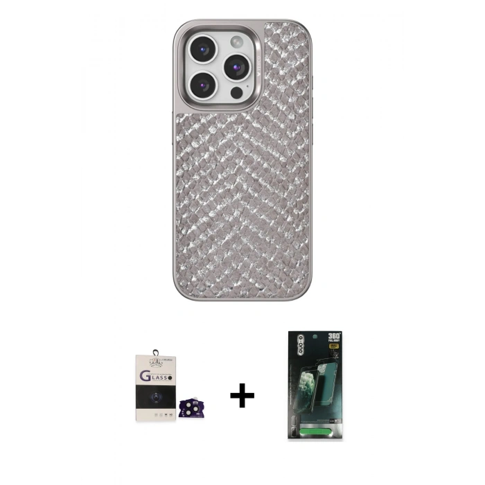 MARSİLYAN™- iPhone 14 Pro Max Kılıf Vadi Özel Seri - Siyah 360 Mat Full Body Arka Koruyucu + Bilvis Titan Kamera Lens - SH