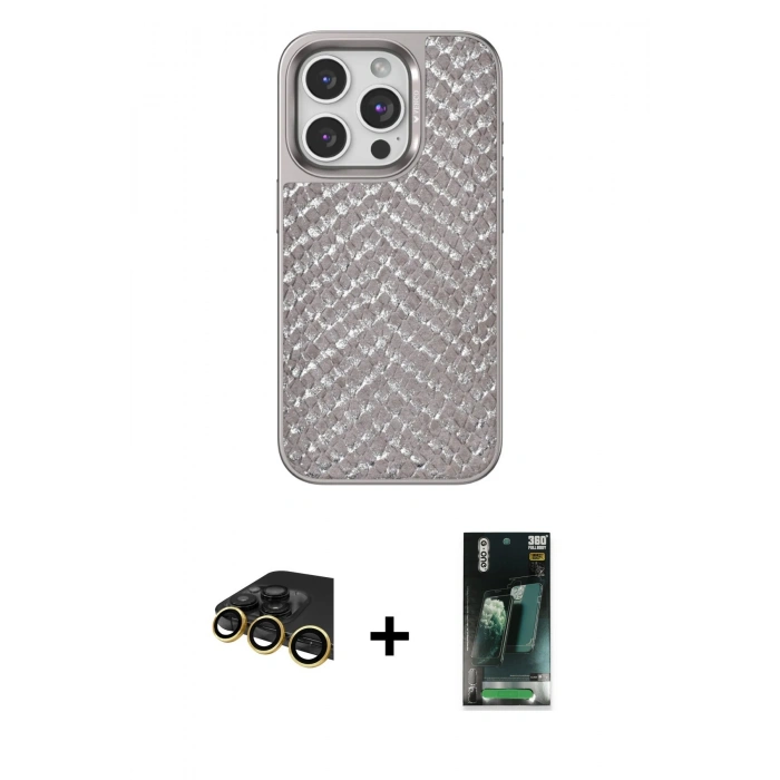 MARSİLYAN™- iPhone 14 Pro Max Kılıf Vadi Özel Seri - Siyah 360 Mat Full Body Arka Koruyucu + Raze Metal Kamera Lens - GD