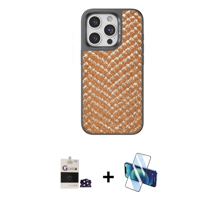 MARSİLYAN™- iPhone 14 Pro Max Kılıf Vadi Özel Seri - Siyah 3D Antistatik Cam Ekran Koruyucu + Bilvis Titan Kamera Lens - DNMR