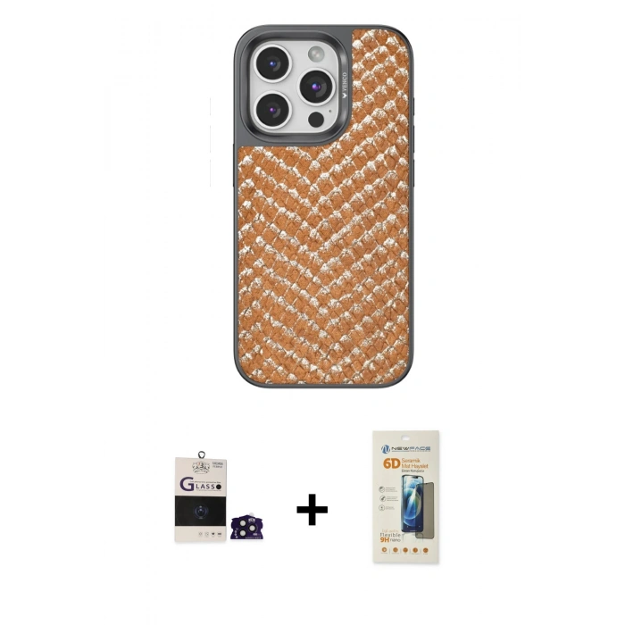 MARSİLYAN™- iPhone 14 Pro Max Kılıf Vadi Özel Seri - Siyah 6D Mat Seramik Hayalet Nano Ekran Koruyucu + Bilvis Titan Kamera Lens - DNMR