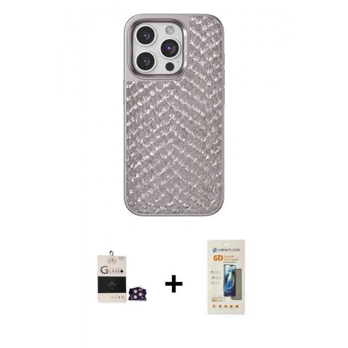 MARSİLYAN™- iPhone 14 Pro Max Kılıf Vadi Özel Seri - Siyah 6D Mat Seramik Hayalet Nano Ekran Koruyucu + Bilvis Titan Kamera Lens - GD