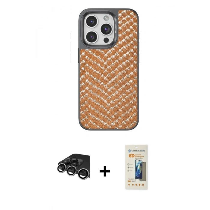 MARSİLYAN™- iPhone 14 Pro Max Kılıf Vadi Özel Seri - Siyah 6D Mat Seramik Hayalet Nano Ekran Koruyucu + Raze Metal Kamera Lens - GS