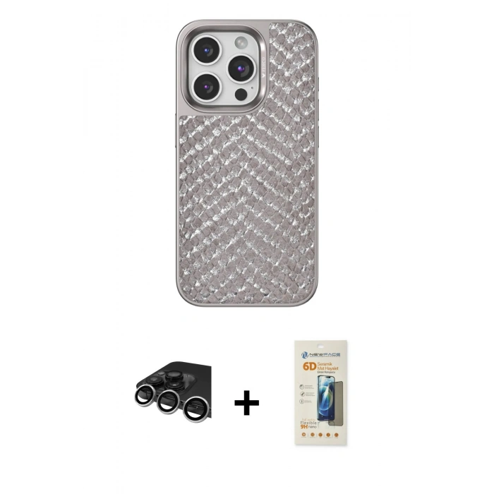 MARSİLYAN™- iPhone 14 Pro Max Kılıf Vadi Özel Seri - Siyah 6D Mat Seramik Hayalet Nano Ekran Koruyucu + Raze Metal Kamera Lens - GS