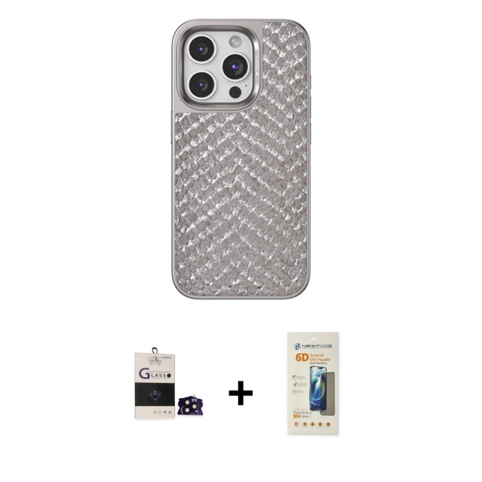MARSİLYAN™- iPhone 14 Pro Max Kılıf Vadi Özel Seri - Siyah 6D Mat Seramik Hayalet Nano Ekran Koruyucu + Bilvis Titan Kamera Lens - SH